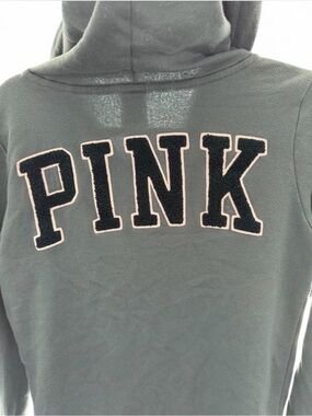 Victoria's Secret PINK Dusty Teal Zip-Up Hoodie with Pink Trim